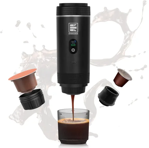 Miniatura 8 de Máquina eléctrica portátil de café expreso, cafetera de viaje compatible con café molido y cápsulas NS (verde con pantalla LCD)