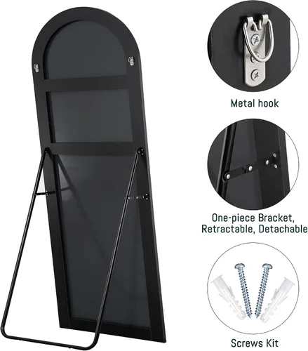 Miniatura 5 de KIAYACI - Espejo arqueado de longitud completa con soporte, para apoyar en el suelo, para dormitorio o vestidor, espejo de cuerpo completo