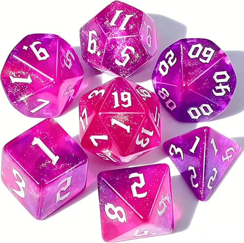 Miniatura 24 de CiaraQ DND Juego de Dados Poliédricos para Dungeons and Dragons RPG MTG Juegos de Mesa de Rol - con 1 Bolsa de Dados (Aguamarina + Brillantina)