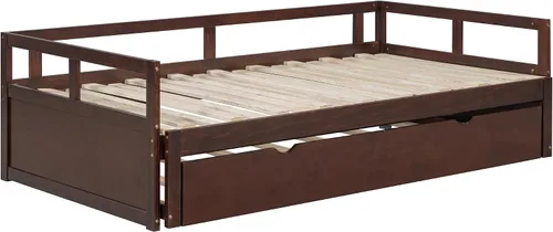 Miniatura 10 de Flieks Sofá cama espresso con cama nido, diseño individual a King, cama extensible de 78.2 pulgadas de largo x 79 pulgadas de ancho, no necesita