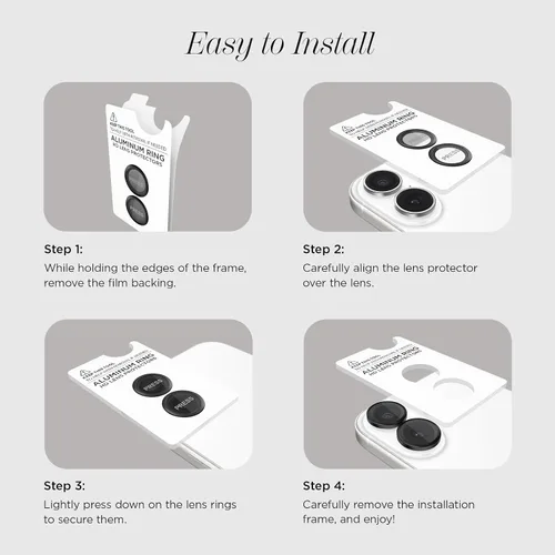 Miniatura 7 de Case-Mate Protector de lente de cámara con anillos negros de aluminio para iPhone 17, doble vidrio templado, antiarañazos, visión Ultra HD con toma