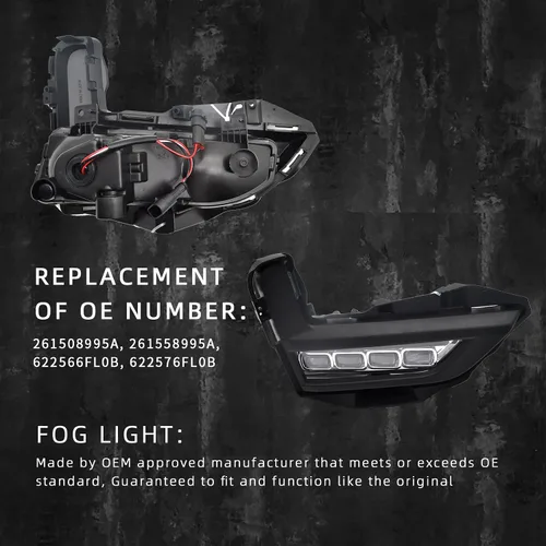 Miniatura 4 de Luces antiniebla LED para parachoques de Nissan Rogue 2017-2020 con DRL e intermitentes