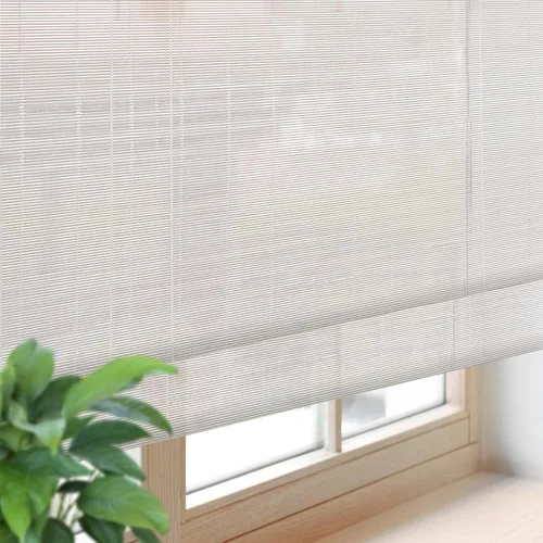 Miniatura 9 de Persianas de Bambú Opacas sin Cordón para Ventanas, Persianas Romanas de Filtrado de Luz con Cenefa de 6 Pulgadas de Alto, con Forro Oscurecedor