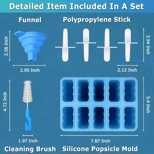 Miniatura 6 de Moldes de silicona para paletas de 10 cavidades, molde de paletas de hielo para niños, adultos y adolescentes, moldes de helado sin BPA para Cavidad