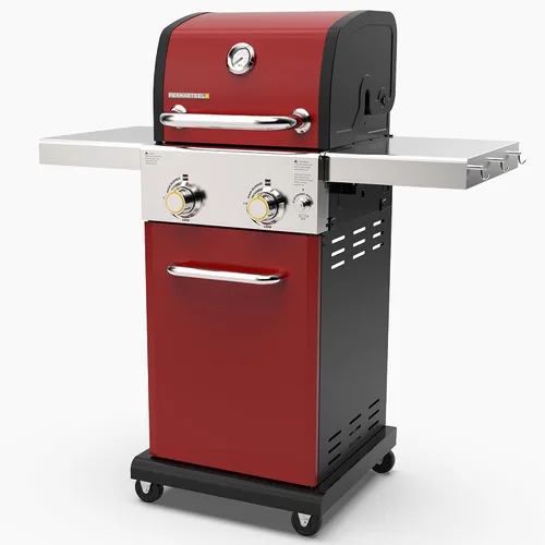 Permasteel Parrilla de gas propano de 2 quemadores, parrilla de barbacoa con mesas laterales plegables y ganchos para herramientas, perfecta para