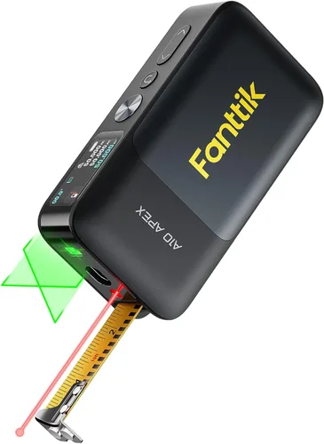 Fanttik A10 Apex - Cinta métrica láser digital 3 en 1 con pantalla a color HD, medición láser recargable de 165 pies y láser de línea cruzada verde