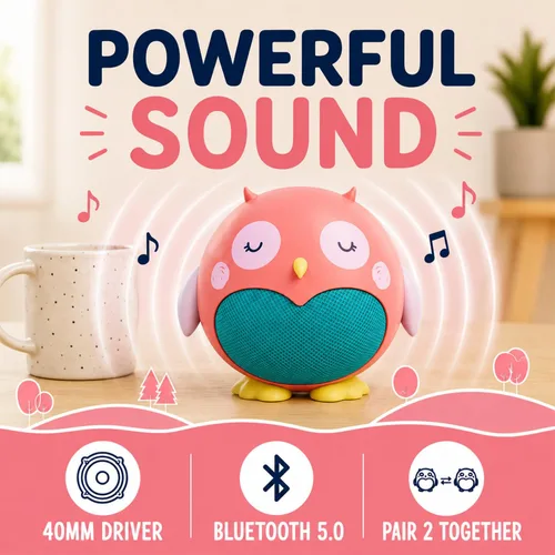 Miniatura 2 de Planet Buddies Altavoz Bluetooth para niños y niñas con micrófono, mini altavoz Bluetooth portátil inalámbrico, batería de 60 días, para el hogar