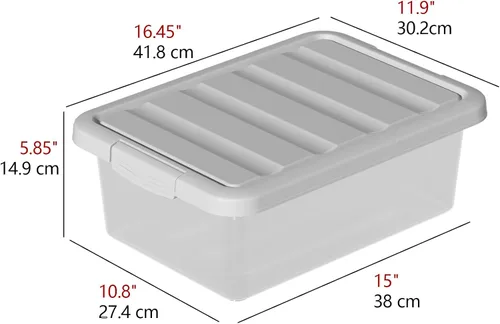 Miniatura 2 de Paquete de 2 contenedores de almacenamiento medianos con tapas, caja organizadora apilable transparente de 14 cuartos de galón, contenedores Tapa