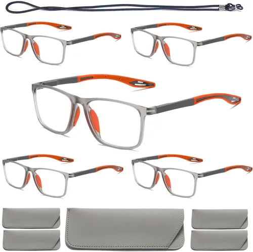 Miniatura 21 de Hubeye TR90 Gafas de lectura deportivas para hombres y mujeres, ultraligeras, flexibles, anti-luz azul (+1.25)