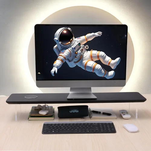 Miniatura 6 de SUIBIAN Soporte elevador de monitor negro con carga inalámbrica de 31.5 pulgadas, grande, soporte para monitor de computadora, estante organizador