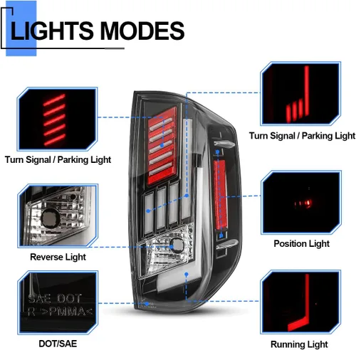 Miniatura 6 de Ensemble de luces traseras secuenciales LED ROXX 2014-2022 para Toyota Tundra, reemplazo de ensamble de luces traseras con luces DRL/de freno