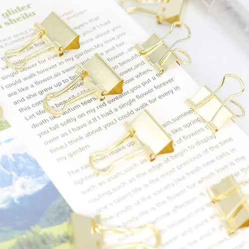 Miniatura 4 de Clips de carpeta dorados, clip de papel mini, abrazaderas de papel pequeñas de 15mm (5/8 pulg.), paquete de 100 clips de micro tamaño para oficina