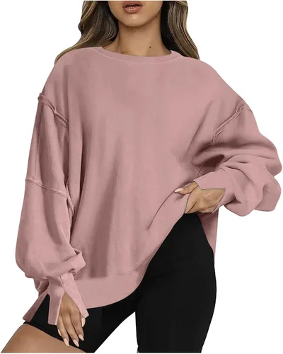 Oversized Sweatshirts for Women Long Sleeve Crewneck Y2K Baggy Shirts Solid Casual Trendy No Hood Hoodie Tops 2023