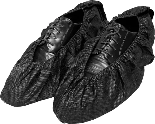 Miniatura 2 de Paquete de 100 fundas negras desechables extragrandes para botas y zapatos. Botines reutilizables resistentes al agua duraderos con peldaños
