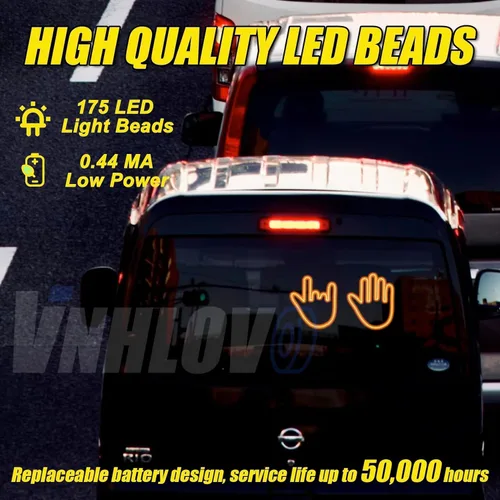 Miniatura 2 de Luces LED de dedo para automóvil, luz de gesto, divertidas luces de advertencia multifuncionales, luz trasera para compartimiento de equipaje, luces