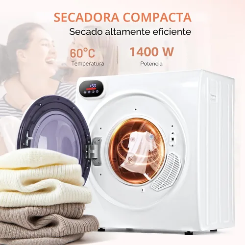 Miniatura 2 de EUHOMY Secadora portátil con manguera de escape, cuatro funciones de secado, seca hasta 9 libras de ropa, mini secadora de 1400 W con revestimiento