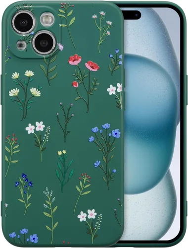 Miniatura 44 de RALEAVO Funda Floral para iPhone 12, Cubierta de Silicona Líquida con Bonito Patrón de Rama de Flores para Niñas y Mujeres, Funda Protectora de Goma