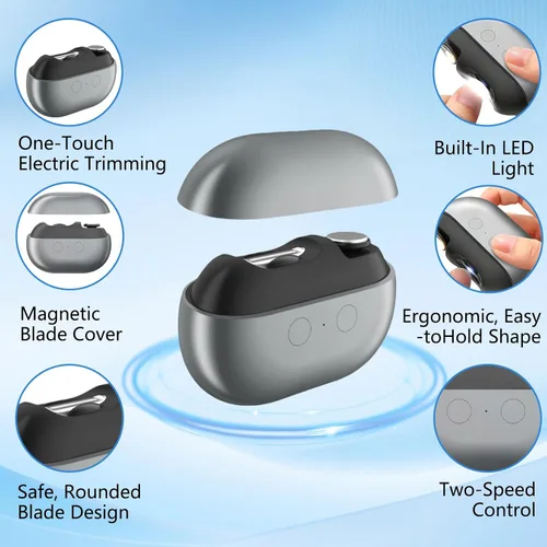 Miniatura 2 de Cortauñas inteligente Easy Clipper, nuevo cortauñas eléctrico 3 en 1 Easyclip para personas mayores, cortauñas automático con luz LED