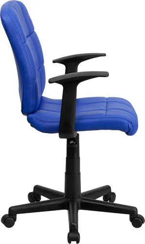 Miniatura 6 de Flash Furniture - Silla giratoria de respaldo medio de vinilo, acolchada, color negro Azul