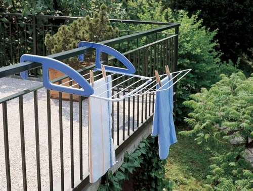 Miniatura 2 de Metaltex Bries - Aireador de lavandería con ala plegable, revestimiento epotherm, azul, blanco