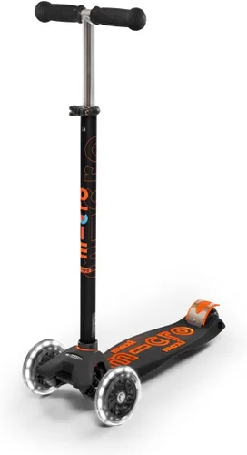Micro Kickboard – Maxi Deluxe LED – Monopatín pequeño de tres ruedas, inclinado a girar, diseño suizo para niños con ruedas con luces LED activadas
