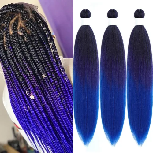 Miniatura 37 de Black Braiding Hair Pre Stretched 16 Inch Black Hair Extensions For Braiding Hypoallergenic Pre-stretched Braiding Hair Natural Knotless Crochet