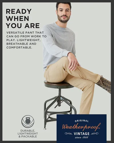 Miniatura 3 de Weatherproof Vintage Pantalones de excursión de ajuste regular para hombre, ultra elásticos, informales, con parte delantera plana