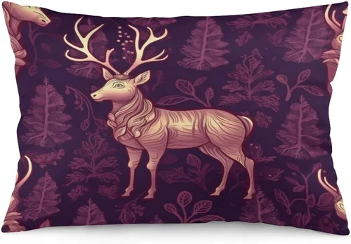 Miniatura 28 de Fundas de almohada refrescantes con diseño de reno burdeos, fundas de almohada lumbar para exteriores con cremallera invisible, funda de almohada