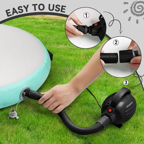 Miniatura 6 de FBSPORT Bomba de aire para alfombrilla inflable, bomba de aire eléctrica de 600 W con 4 boquillas, inflado portátil y rápido AC110-120V, adecuada