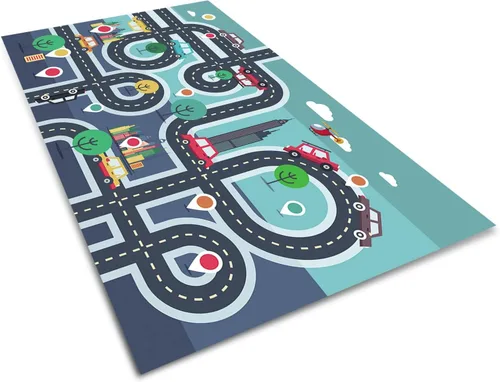 Alfombra de coche para niños, alfombra de tráfico por carretera, alfombra para jugar con juguetes de automóviles, alfombras educativas de la vida de
