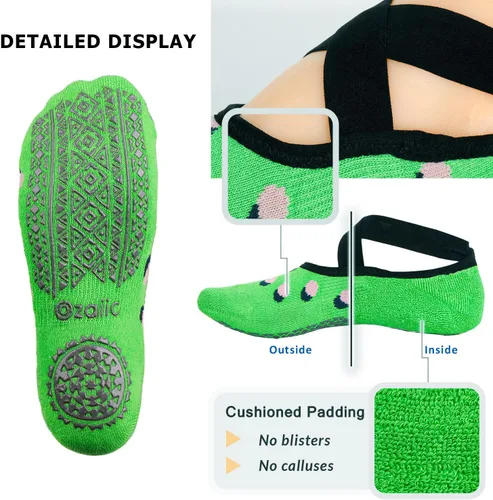 Miniatura 59 de Ozaiic - Calcetines de yoga para mujer con correas y agarres antideslizantes, ideales para pilates, Pure Barre, ballet, danza y entrenamiento