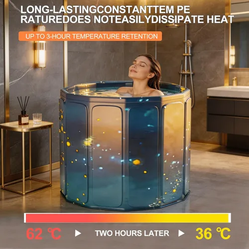 Miniatura 6 de Simcat 31.5in Portable Bathtub for Adult, Dual Use Ice Bath & Hot Spa Tub, 6-Layer Thermal Insulated Portable Soaking Tub, Leak-Proof & Rapid