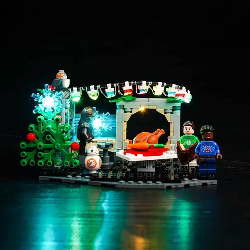 Miniatura 3 de BrickBling Kit de iluminación LED compatible con Lego Millennium Falcon Holiday Diorama, luces creativas compatibles con Lego 40658, solo luces, sin