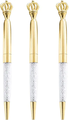 Miniatura 7 de HOCE 3 bolígrafos de metal con diamantes de imitación de 0.028 in, tinta negra, bolígrafos de regalo para Navidad, dama de honor, boda, cumpleaños
