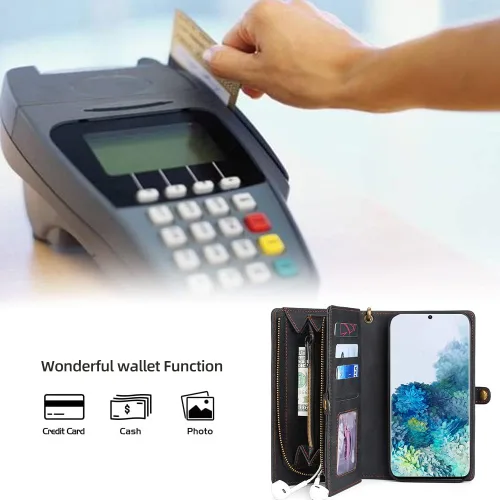 Miniatura 6 de Asuwish Funda de teléfono para Samsung Galaxy S20 FE 5G 6.5 pulgadas con cremallera con protector de pantalla y tarjetero de cuero para celular S 20
