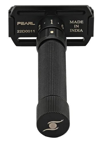 Miniatura 8 de Pearl Flexi - Maquinilla de afeitar de seguridad ajustable, edición negra, reutilizable, hecha de 100 % latón, maquinilla de afeitar ecológica