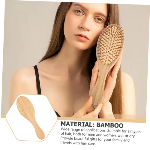 Miniatura 3 de Peine de bambú para el cabello, 3 piezas, peines de barba, cepillo de cerdas de madera, peine de bambú natural, cepillo masajeador para cuero