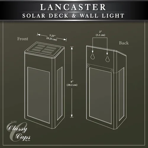 Miniatura 7 de Classy Caps SWL888 - Lámpara Lancaster de aluminio negro para cubierta y pared (paquete de 2) - Iluminación LED solar para exteriores, aluminio
