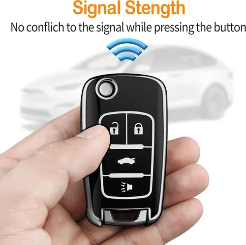 Miniatura 5 de Funda para llave de Chevrolet con llavero, carcasa protectora de TPU suave con protección completa compatible con Chevy Equinox Camaro Cruze Malibu