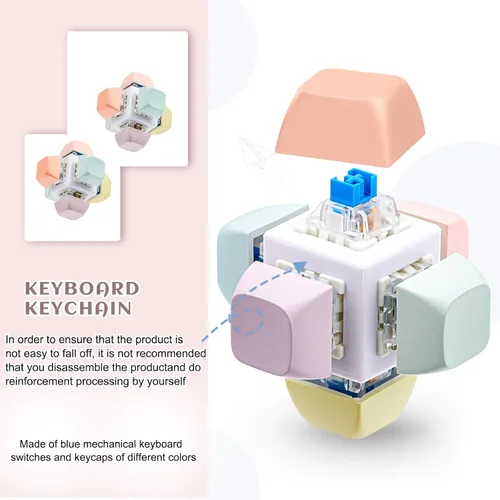 Miniatura 5 de Taiyin 2 piezas de teclado de juguete con clicker, llavero para la ansiedad, juguetes para aliviar el estrés, juguetes para aliviar el estrés, pasar