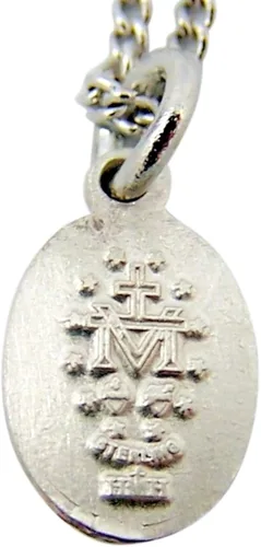 Miniatura 2 de Plata de ley oval Medalla Milagrosa Petite Encanto Colgante Para Bebé 716inch