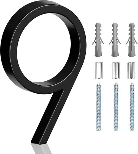 Miniatura 18 de Número de casa flotante de acero inoxidable de 5 pulgadas, números de casa modernos de metal antioxidante con kits de clavos para puerta, jardín