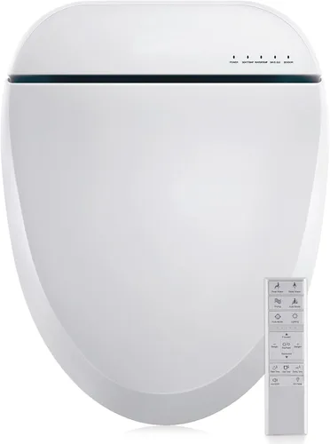 Asiento de inodoro con bidé, agua caliente ilimitada inteligente, asiento para inodoro calefactado electrónico con control remoto, lavado turbo,