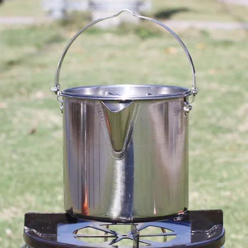 Miniatura 3 de TOPINCN Olla de acero inoxidable utensilios de cocina portátil colgante olla de agua hervidor de agua al aire libre camping senderismo cafetera