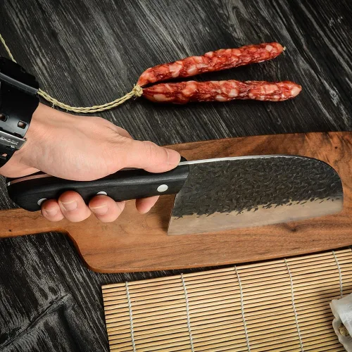 Miniatura 4 de Cuchillo de carnicero tradicional de 7 pulgadas, cuchillo de chef de acero de alto carbono, cuchillo serbio para cocina, campamento o barbacoa