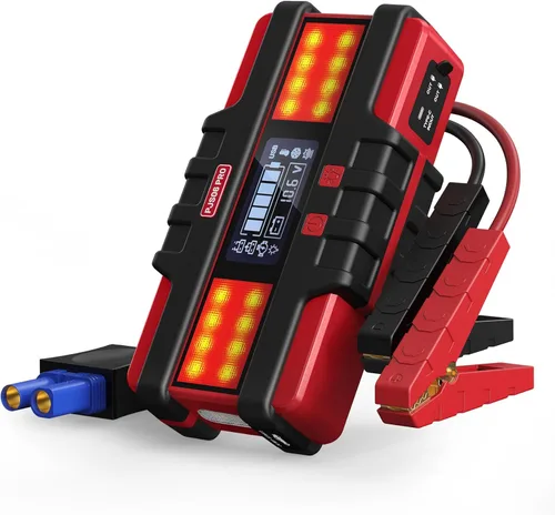 PJS06 Pro 6000A Arrancador de Coche (Todo Gas y Diésel de 12L), Banco de Energía Portátil de 74Wh con Carga Rápida de 40W, Pantalla LCD Inteligente