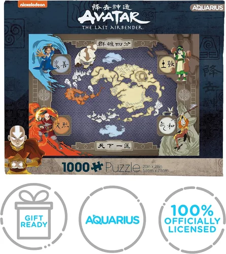Miniatura 7 de Aquarius Avatar The Last Airbender - Rompecabezas de 1000 piezas, diseño de mapa de cuatro naciones, rompecabezas de anime de 20 x 28 pulgadas