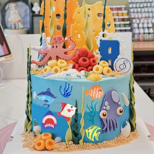 Miniatura 6 de ZiXiang Molde de fondant con temática marina, moldes de silicona para peces, tiburones marinos, coral, caramelo, para decoración de tartas