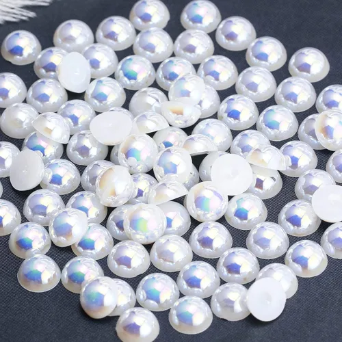 Miniatura 62 de 1500 PIEZAS 4mm Perlas Blancas de Media Parte Plana para Manualidades Joyería Álbum de Recortes Decoración de Uñas, Perlas de Parte Plana para Blanco