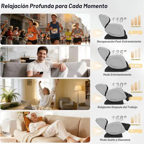 Miniatura 6 de Megashock SL Track 2026 Silla de masaje de cuerpo completo, silla de masaje de gravedad cero con calor trasero, 12 rodillos fijos, masaje de pies